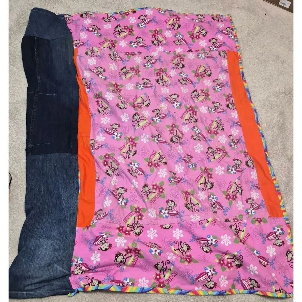 Denim patchwork quilted throw - Picture 3 of 5